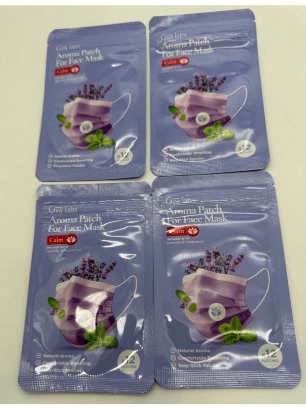 Gya Labs Aroma Patch for Face Masks Calm Lavender & Peppermint 4 Packs of 12 New